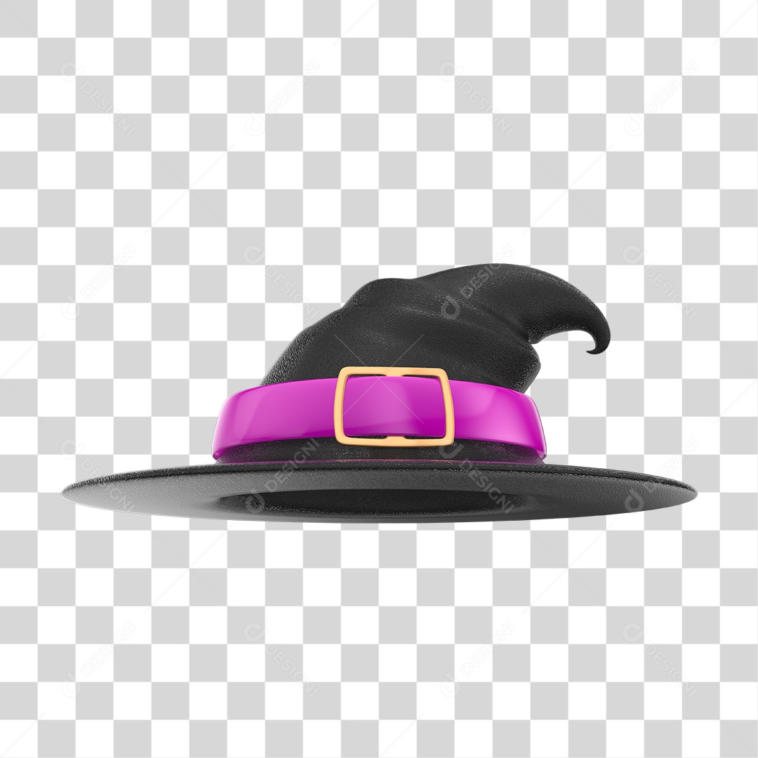 Chapéu de Bruxa Elemento de Halloween 3D PNG