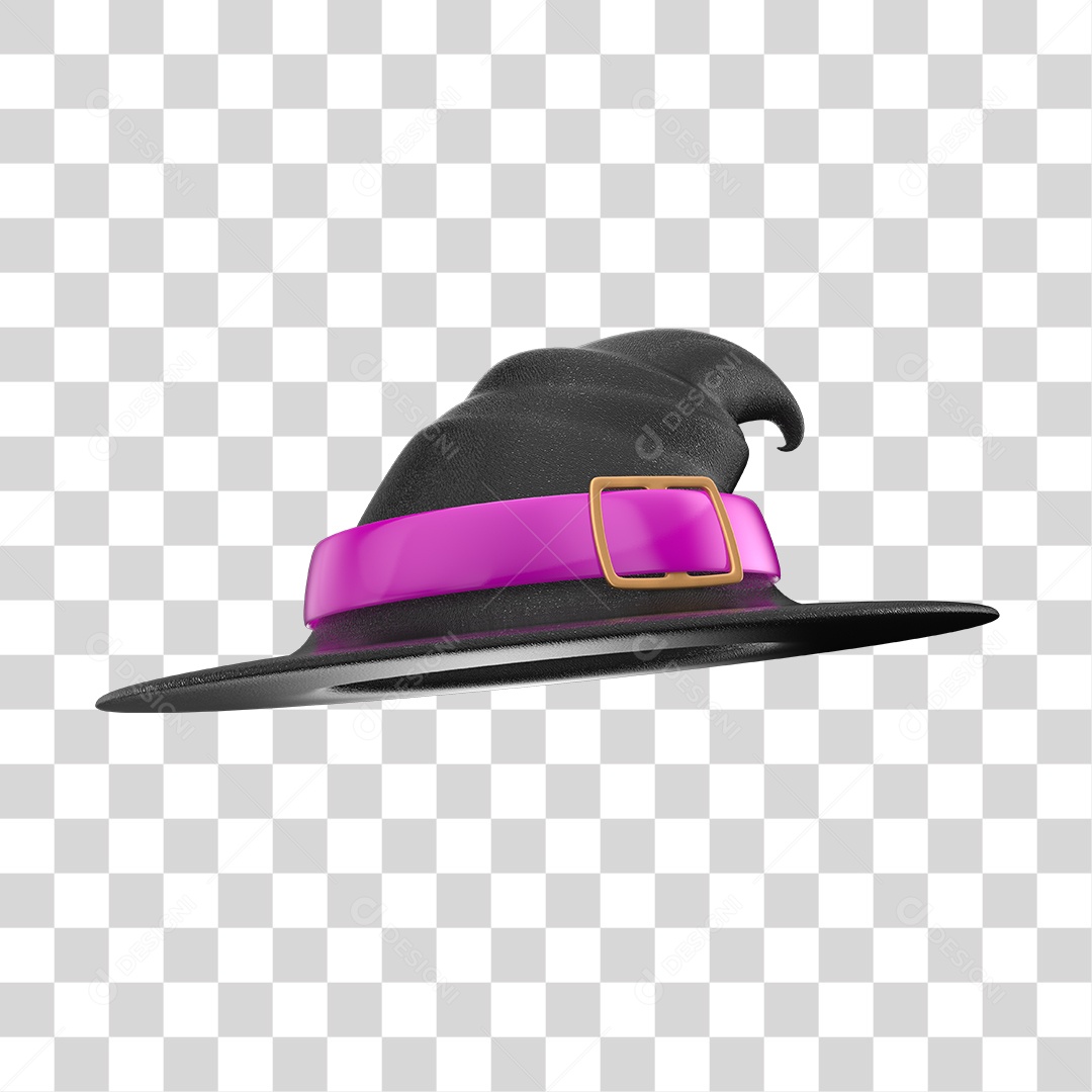 Chapéu de Bruxa Elemento de Halloween 3D PNG