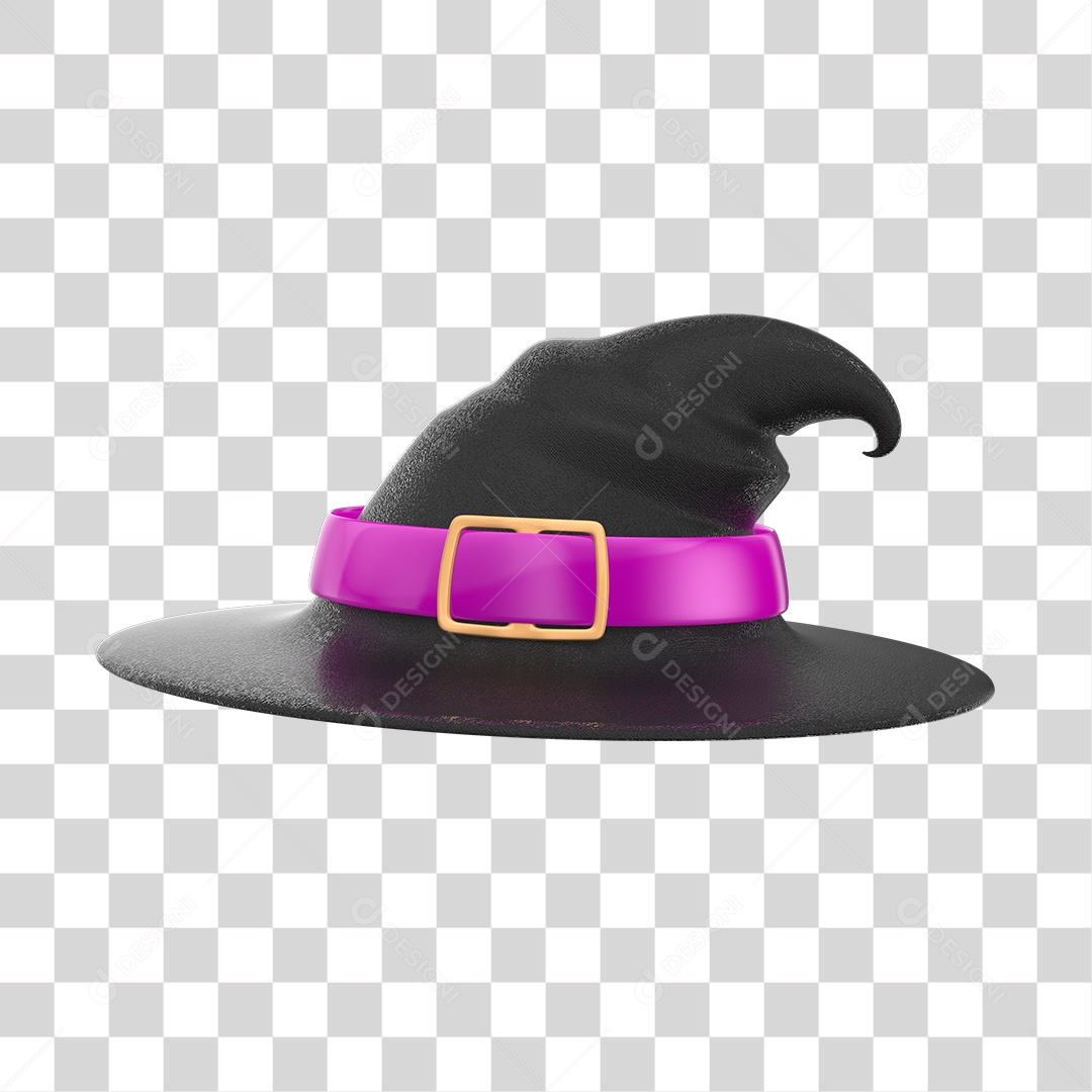 Chapéu de Bruxa Elemento de Halloween 3D PNG
