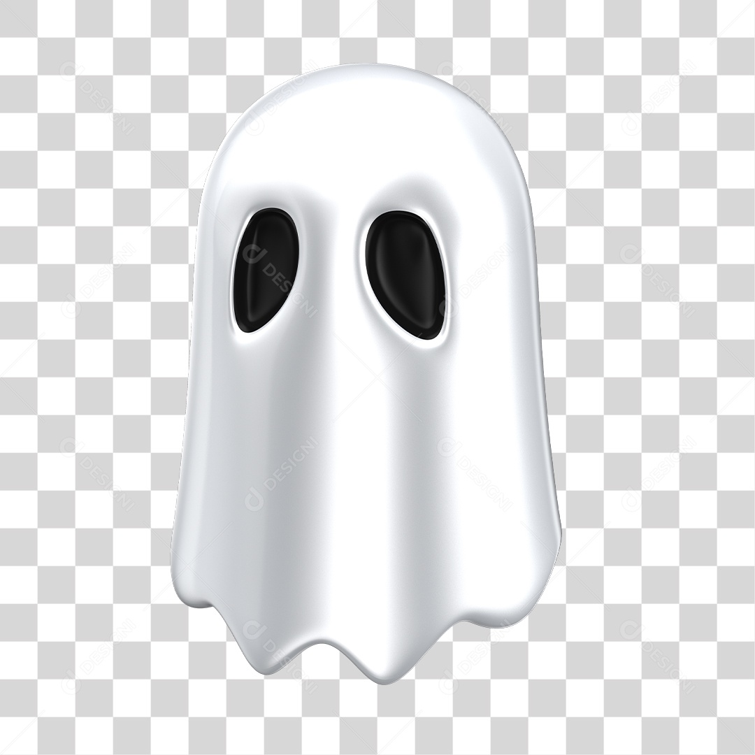 Fantasma Branco de Halloween Elemento 3D PNG