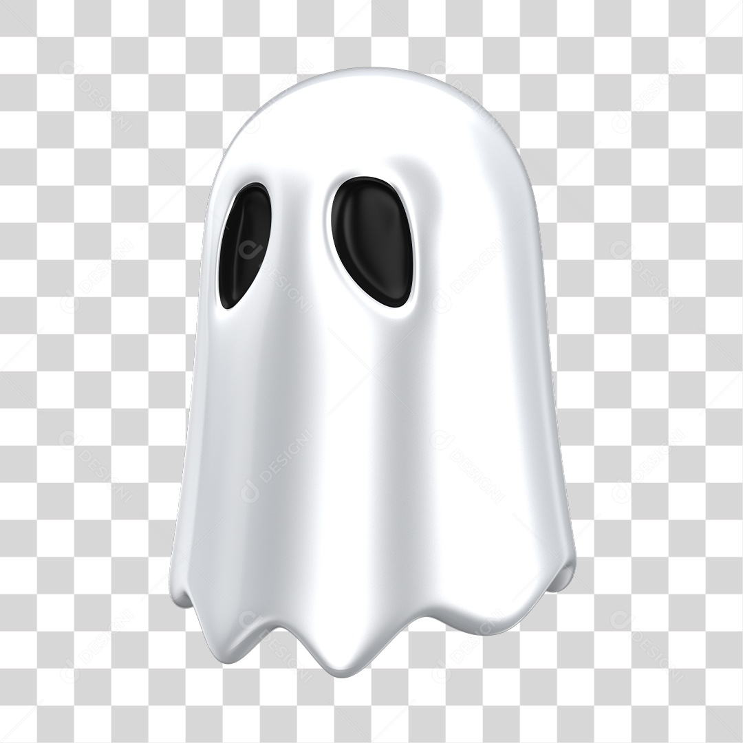 Fantasma Branco de Halloween Elemento 3D PNG