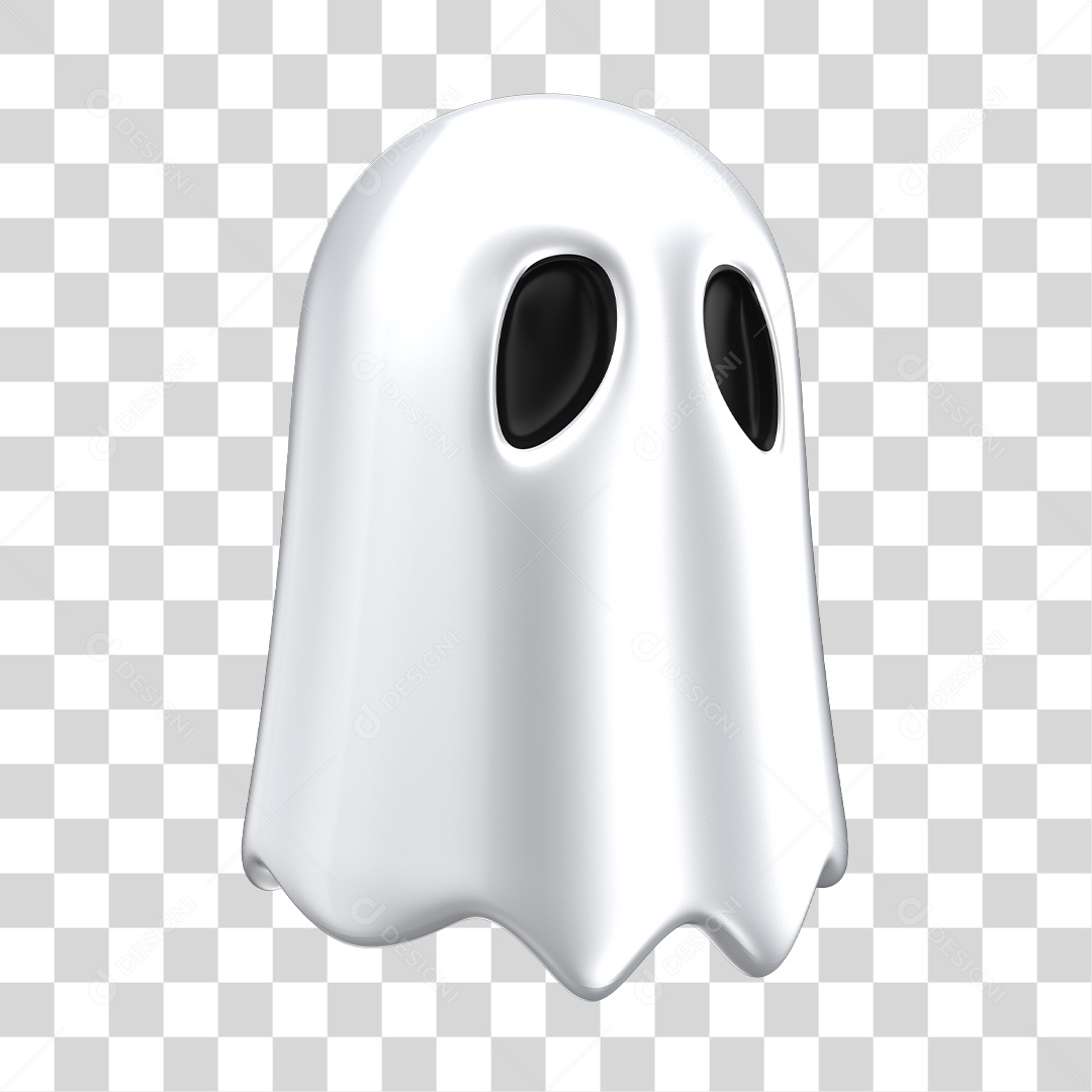Fantasma Branco de Halloween Elemento 3D PNG