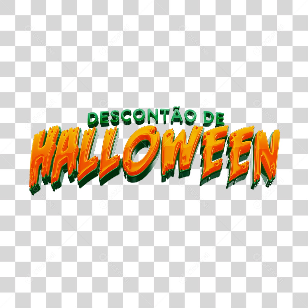 Texto 3D Descontão de Halloween Para Composição PNG