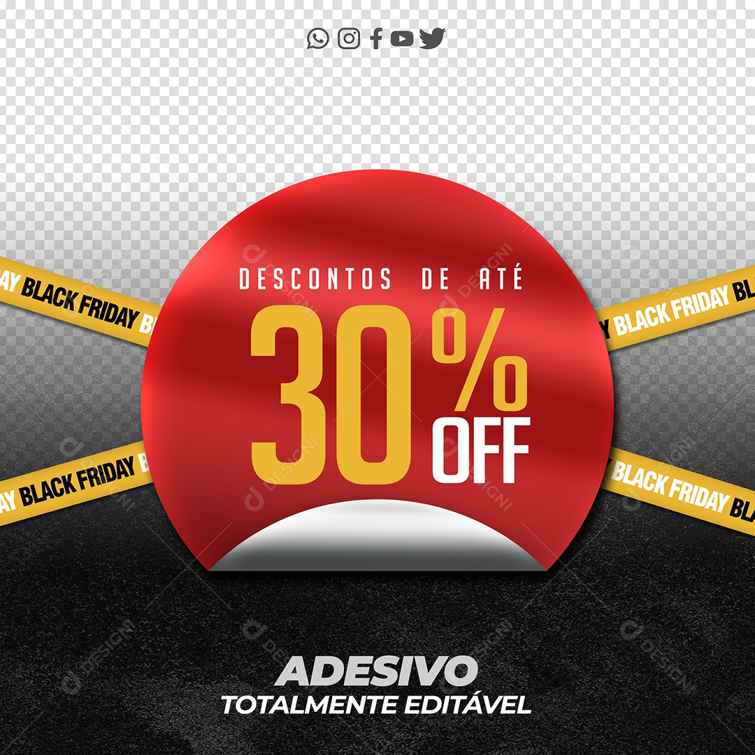 Selo 3D Para Composição Desconto 30% Off PSD