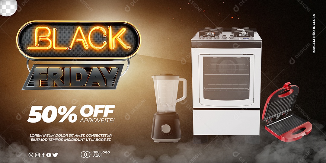 Promoção Black Friday Desconto Eletromóveis Social Media PSD Editável