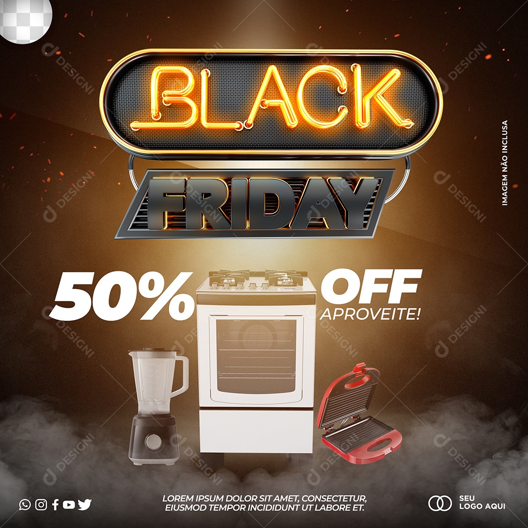 Promoção Black Friday Desconto Eletromóveis Social Media PSD Editável