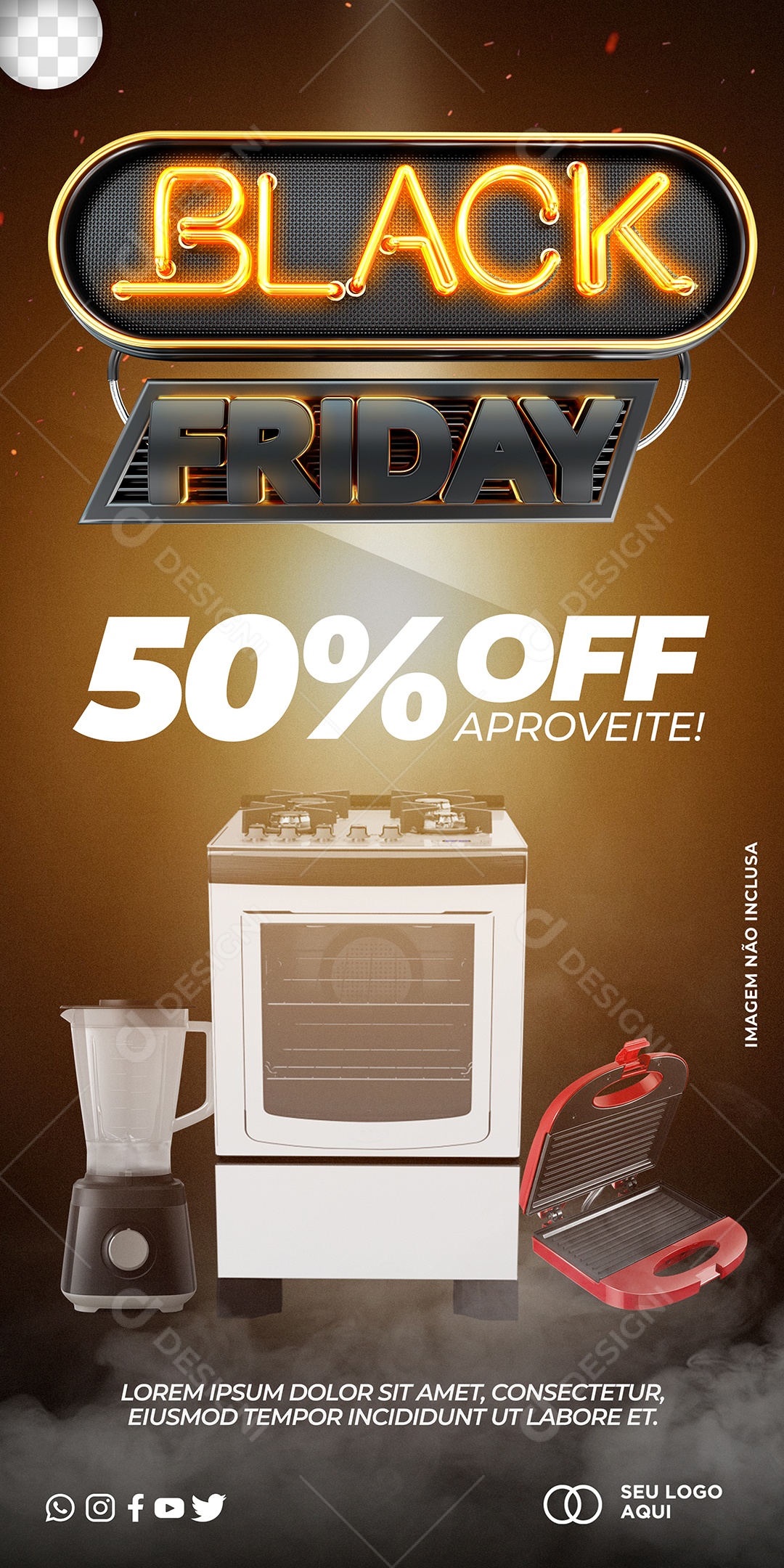 Promoção Black Friday Desconto Eletromóveis Social Media PSD Editável