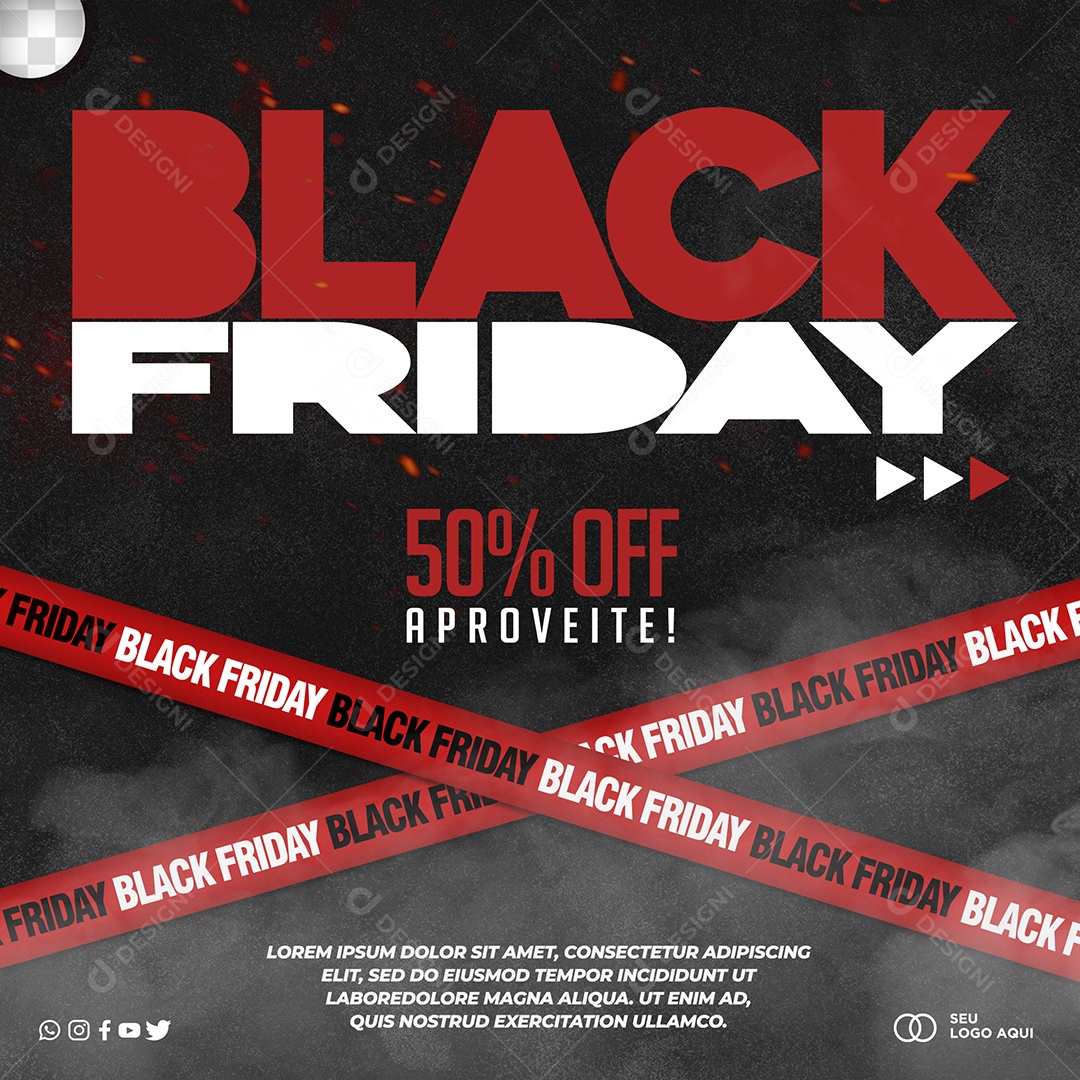 Promoção Black Friday Desconto Social Media PSD Editável