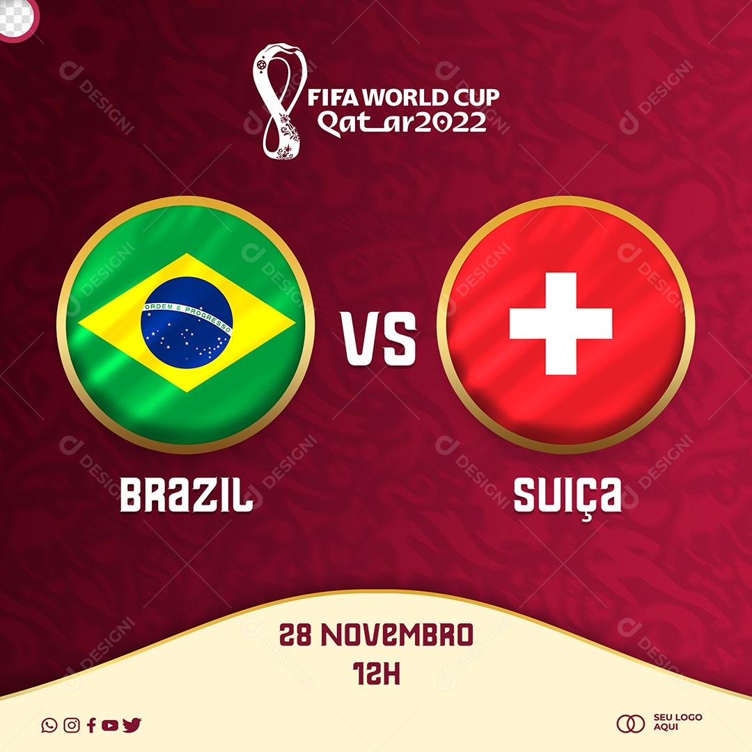 Copa Do Mundo Brasil Vs Suiça Social Media PSD Editável