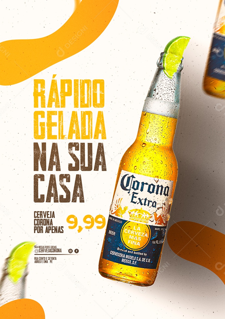 Social Media Bares Rápido Gelado na Sua Casa Corona PSD Editável