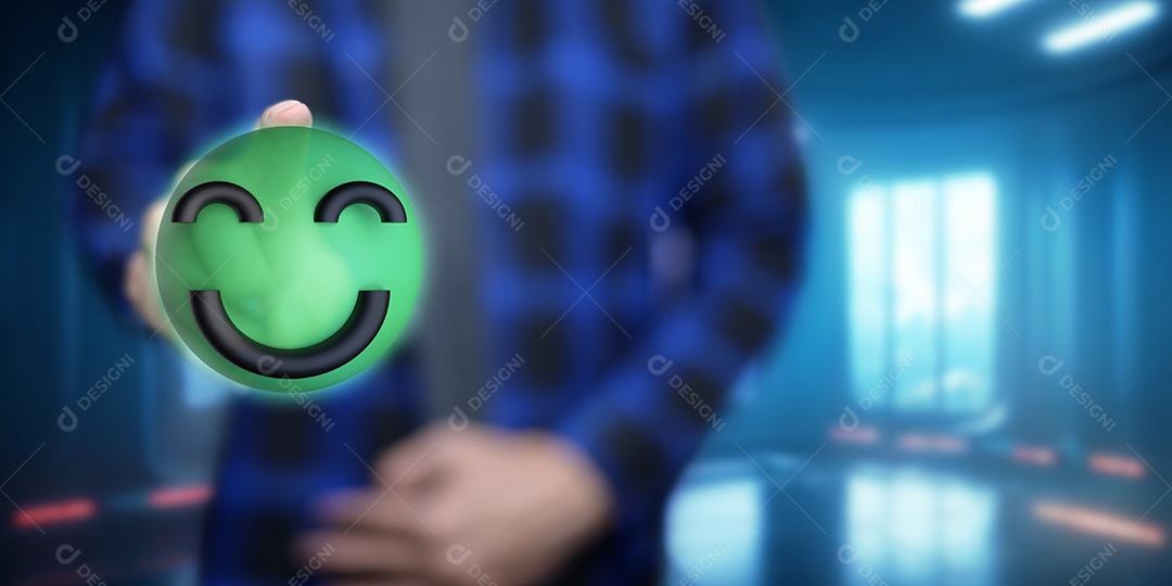 Sorriso feliz, boa classificação de feedback, pense positivo, avaliação do cliente