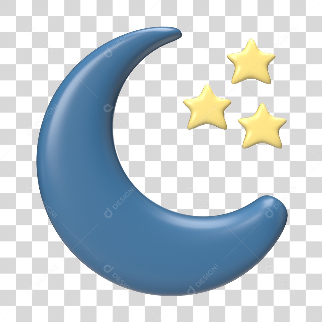 Elemento 3D de Lua e Estrela PNG Transparente