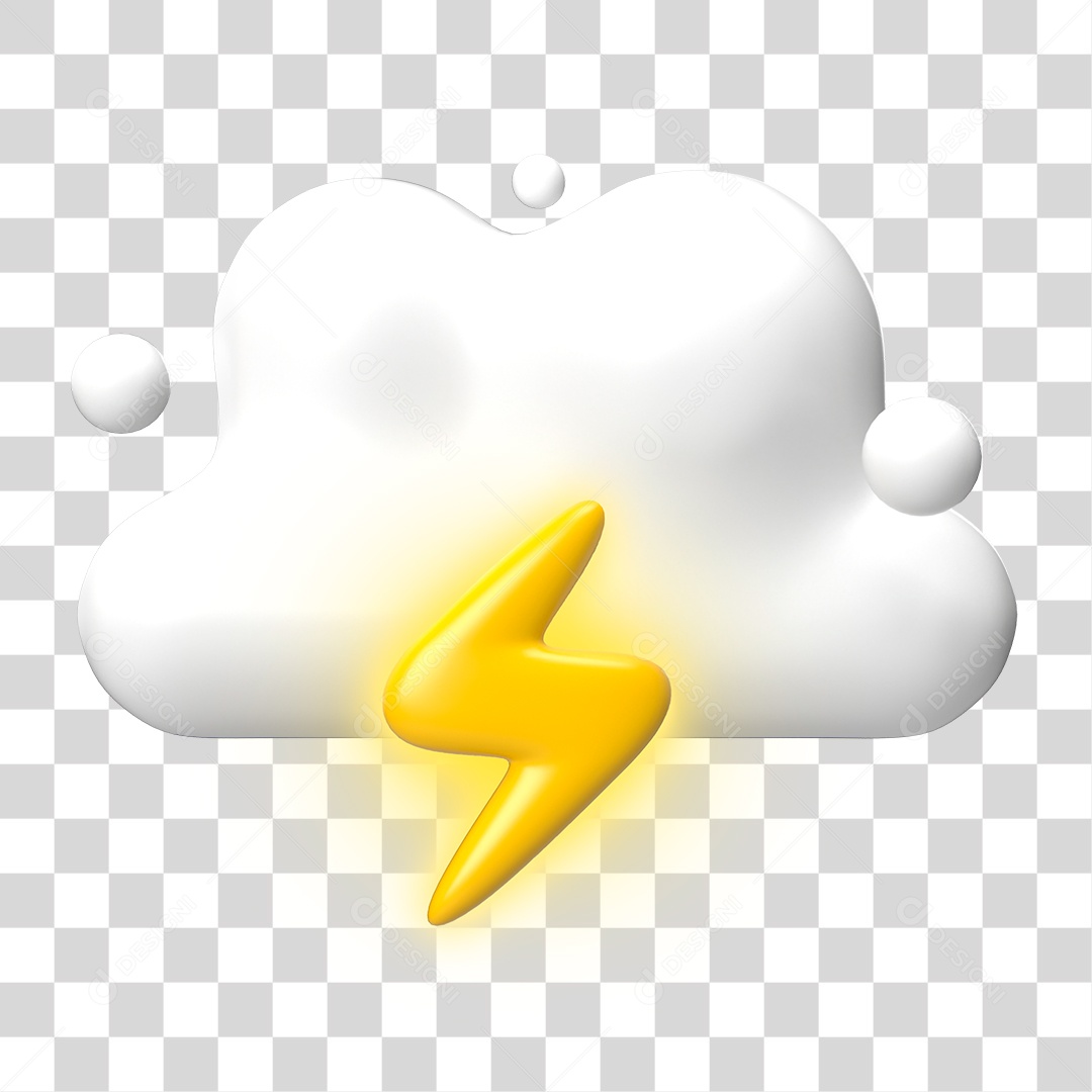 Elemento 3D de Nuvem e Raio PNG Transparente