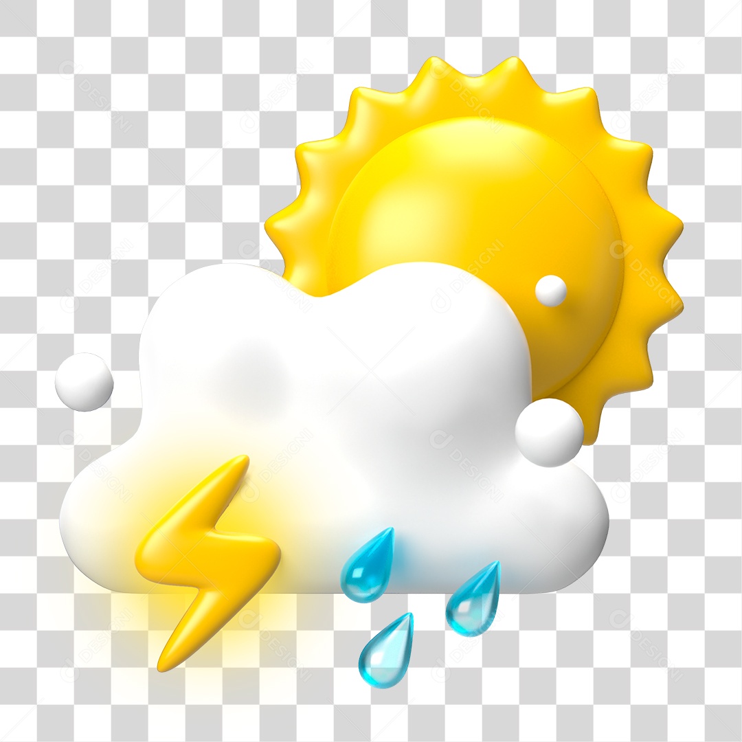 Elemento 3D Ilustrando Previsão do Tempo PNG Transparente