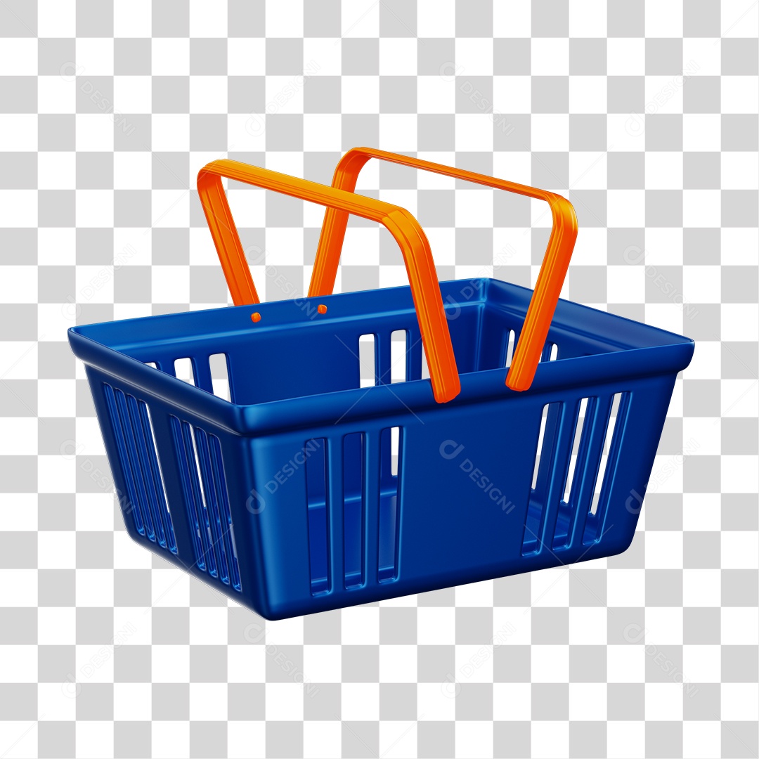 Cesta de Compras de Supermercado Azul Elemento 3D PNG