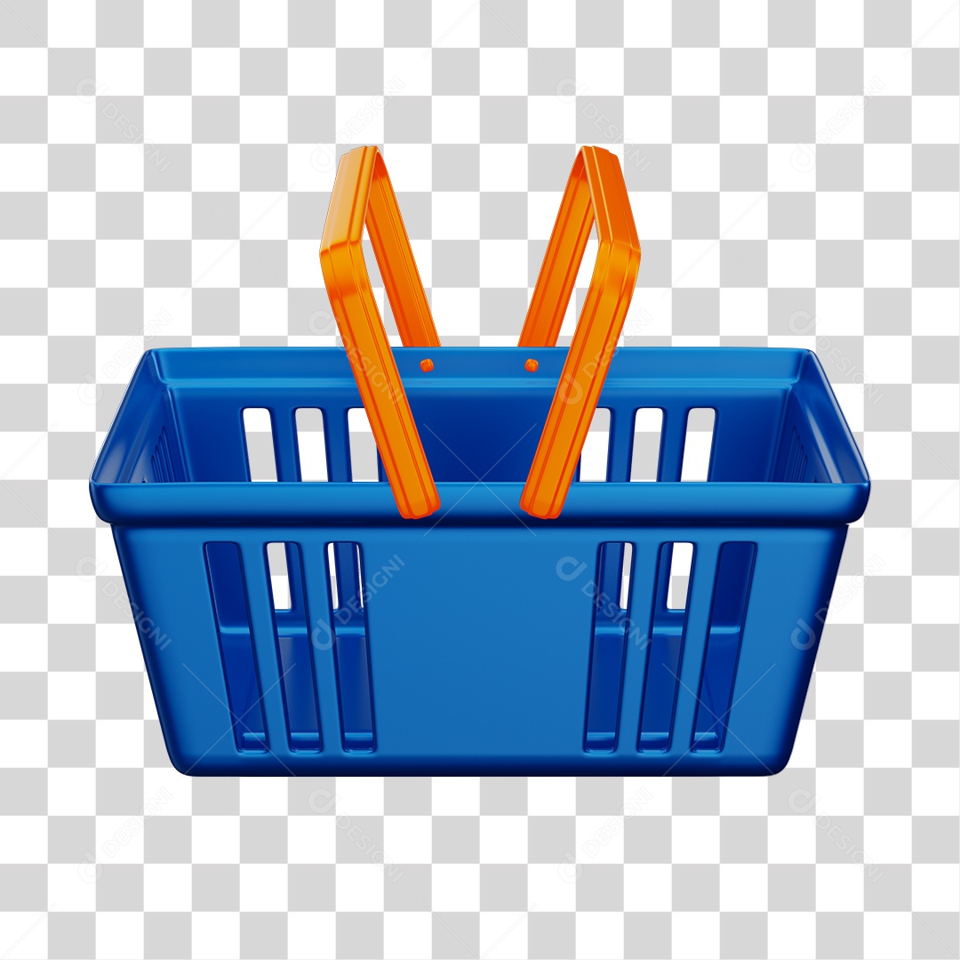 Cesta de Compras de Supermercado Azul Elemento 3D PNG