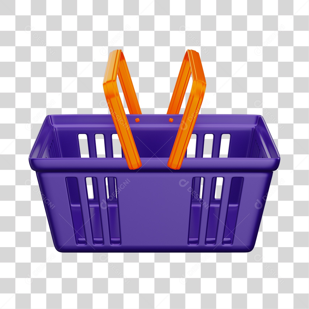 Cesta de Compras de Supermercado Roxa Elemento 3D PNG
