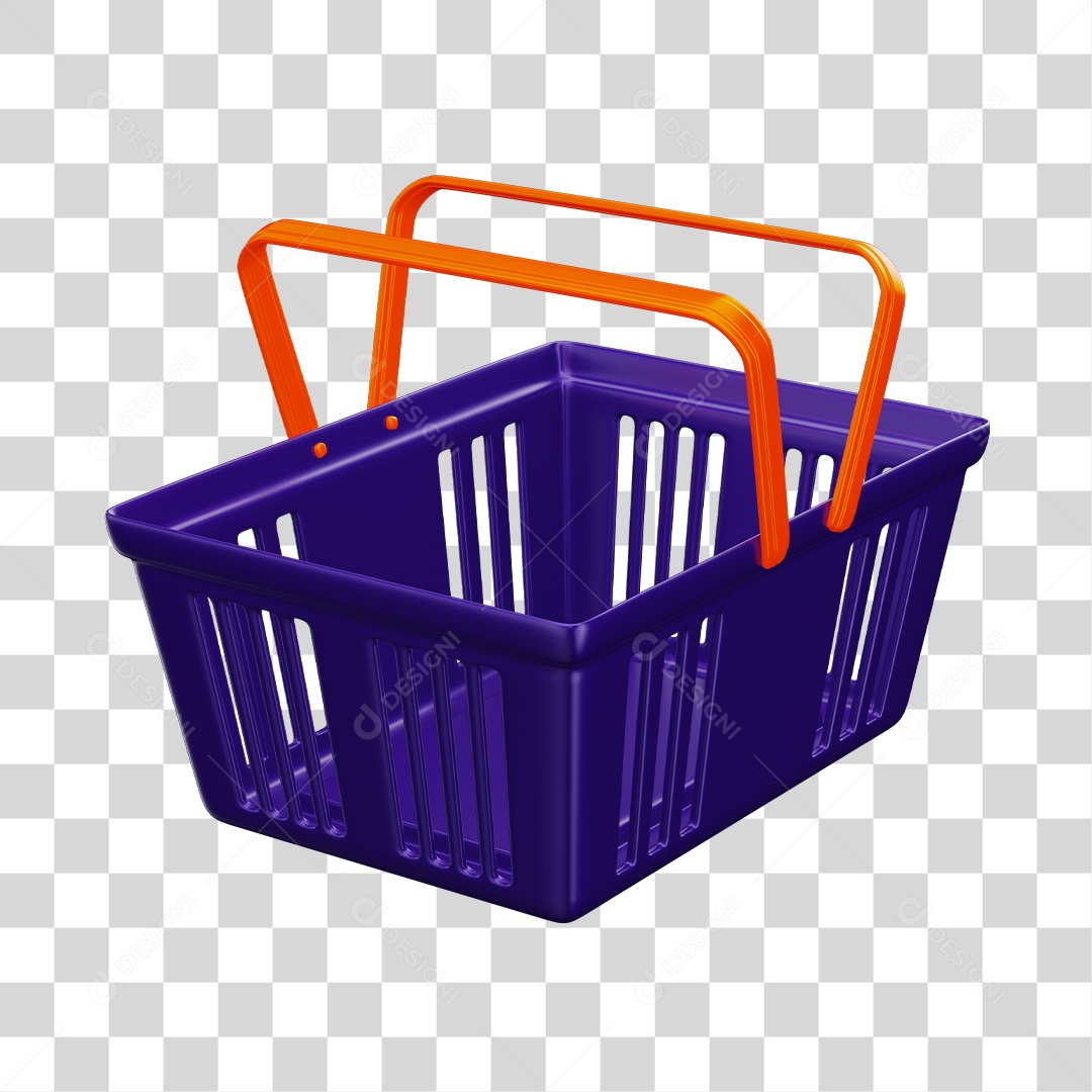 Cesta de Compras de Supermercado Roxo Elemento 3D PNG