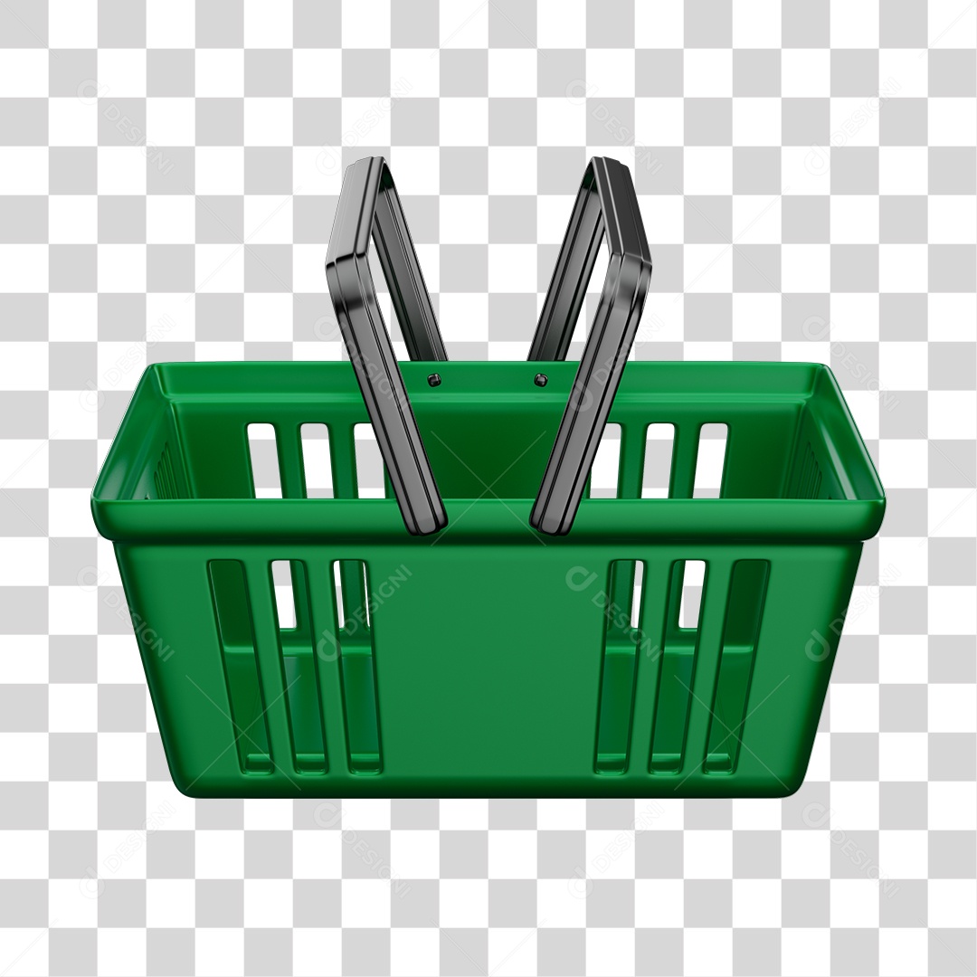 Cesta de Compras de Supermercado Verde Elemento 3D PNG