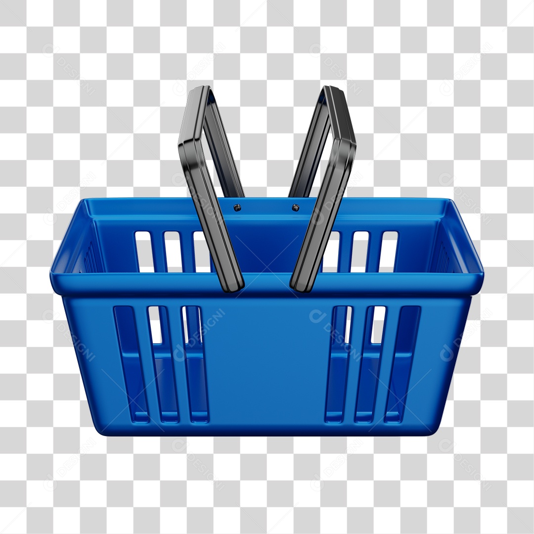 Cesta de Compras de Supermercado Azul Elemento 3D PNG