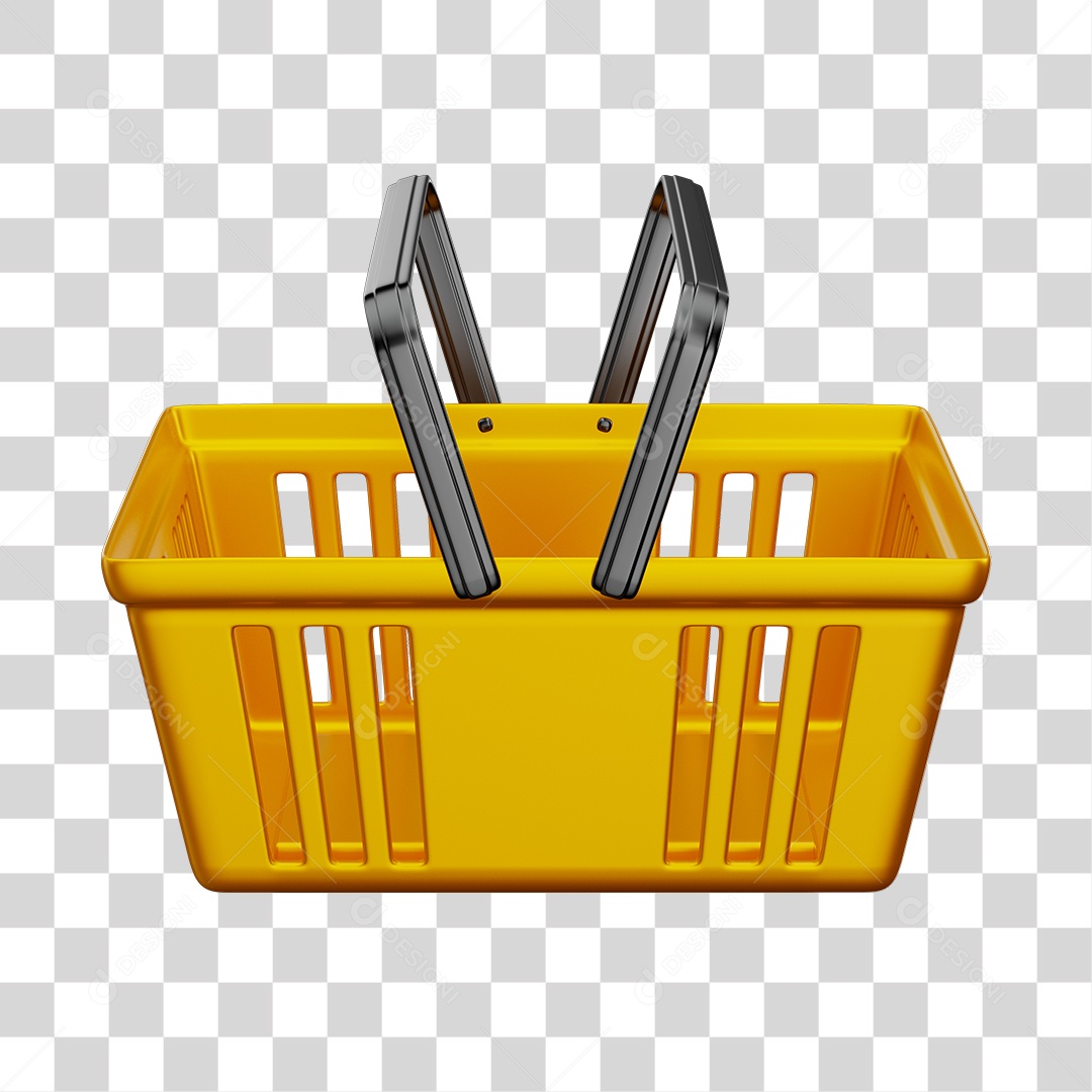 Cesta de Compras de Supermercado Laranja Elemento 3D PNG