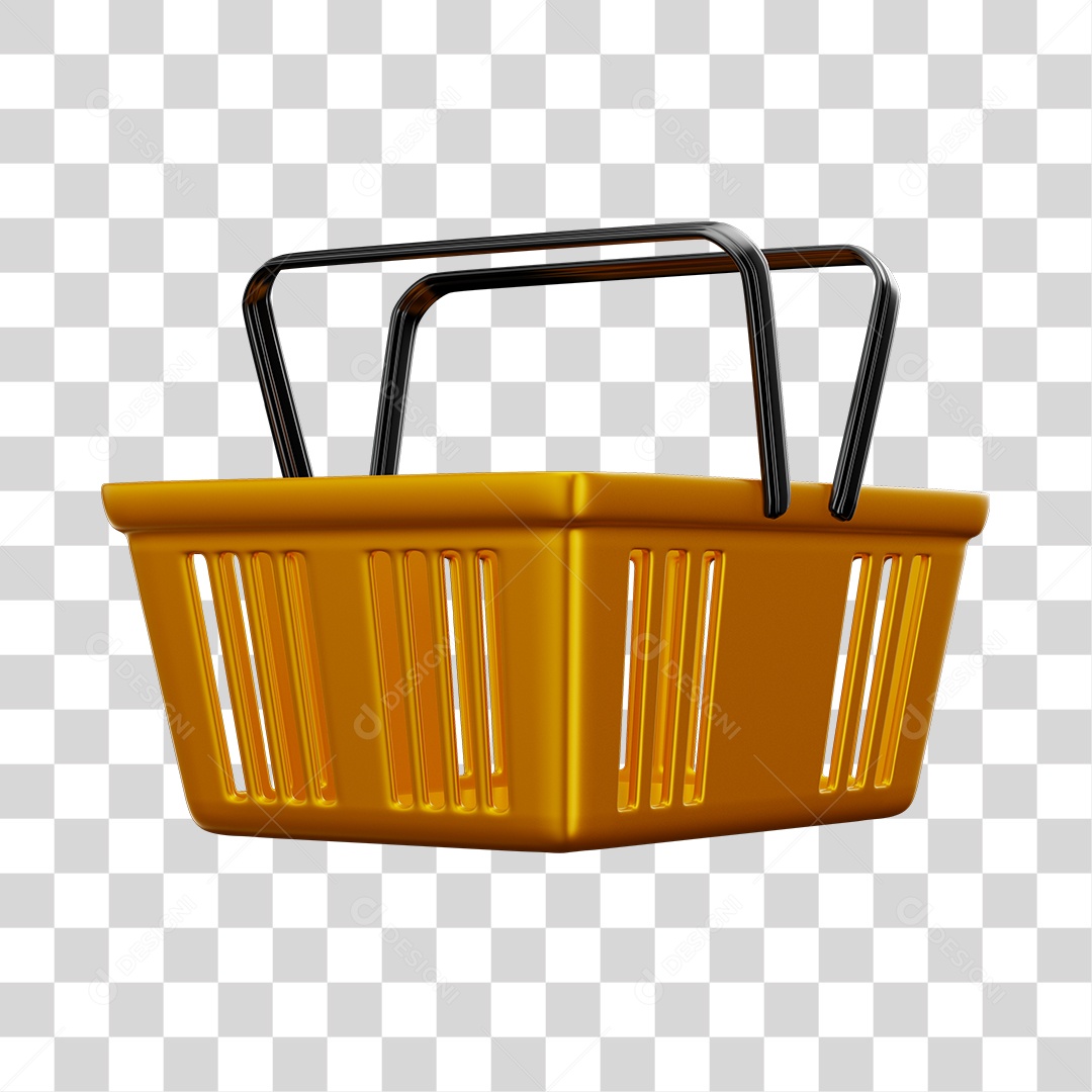 Cesta de Compras de Supermercado Laranja Elemento 3D PNG