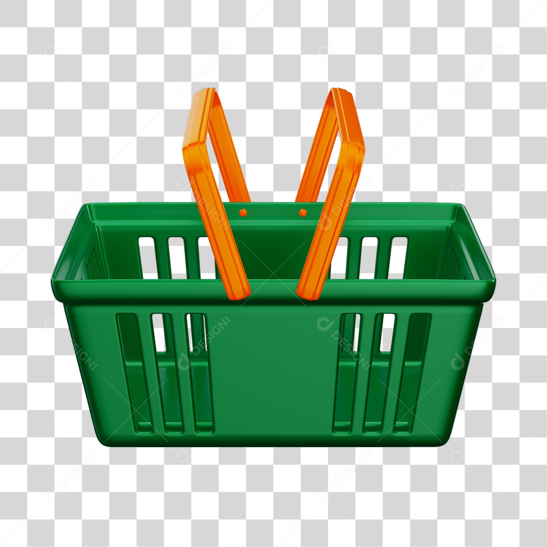 Cesta de Compras de Supermercado Verde Elemento 3D PNG