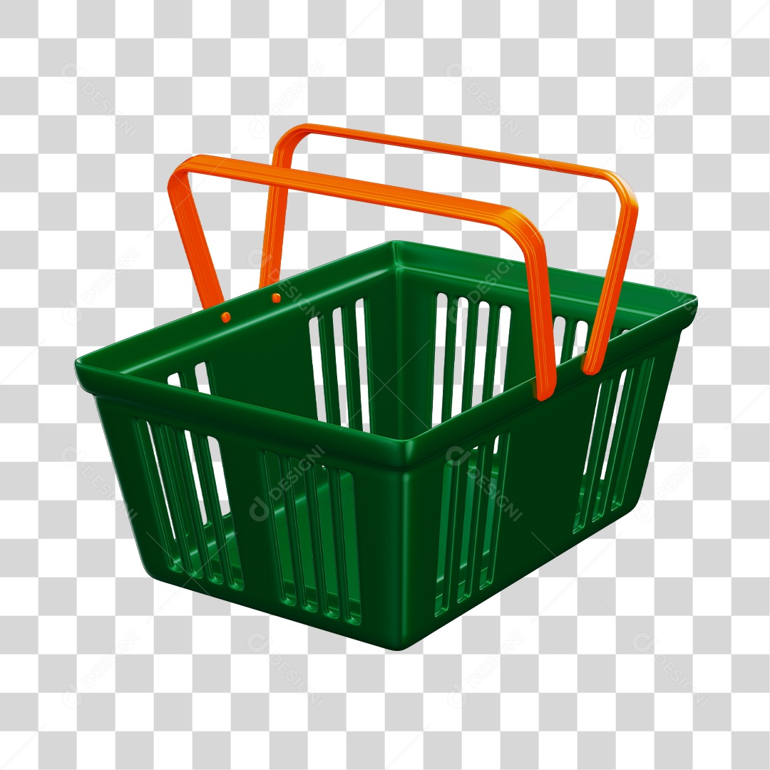 Cesta de Compras de Supermercado Verde Elemento 3D PNG