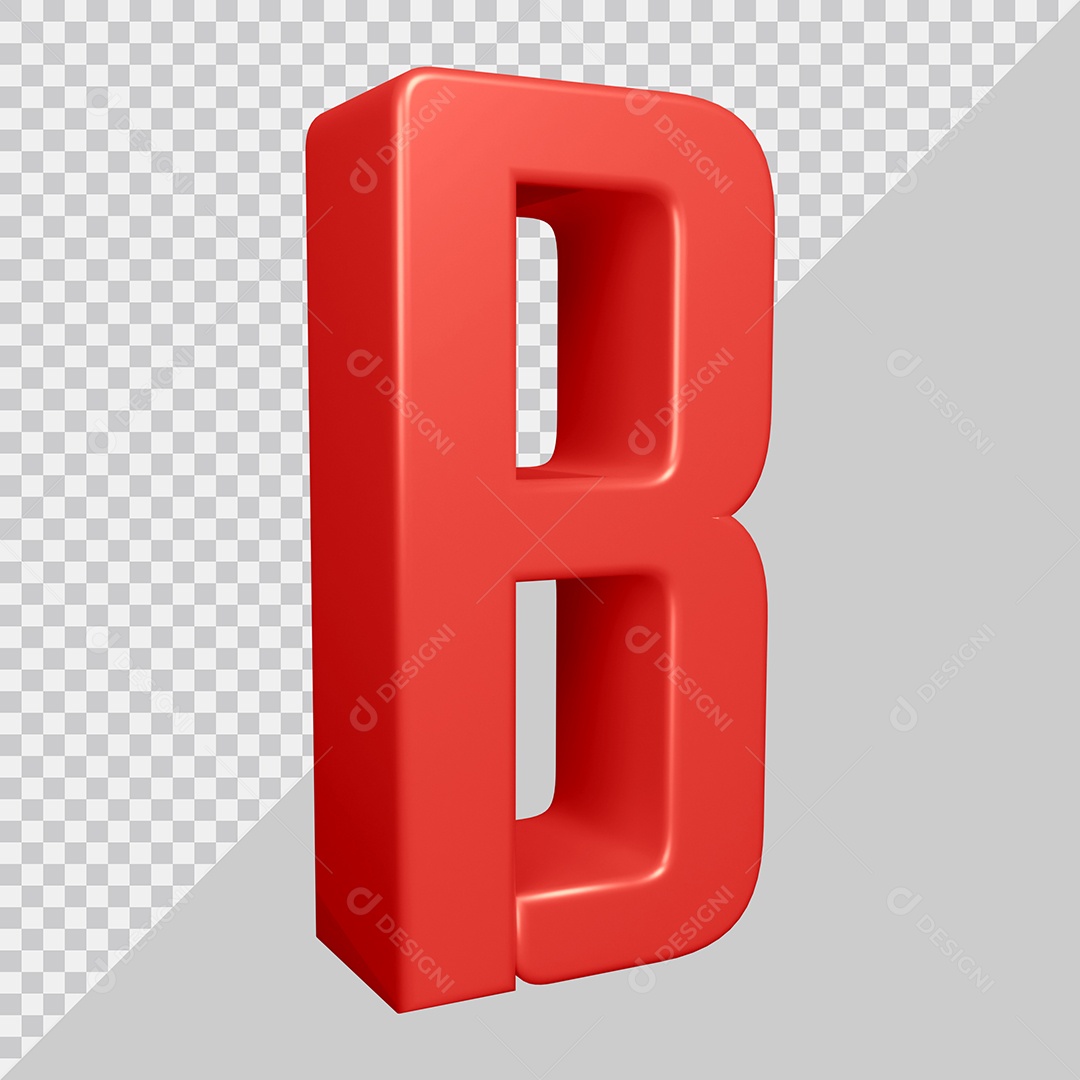 Elemento 3D Para Composição Letra B Vermelha PSD