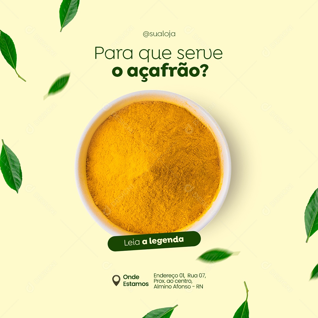 Para Que Serve o Açafrão Loja de Ervas Naturais Social Media PSD Editável