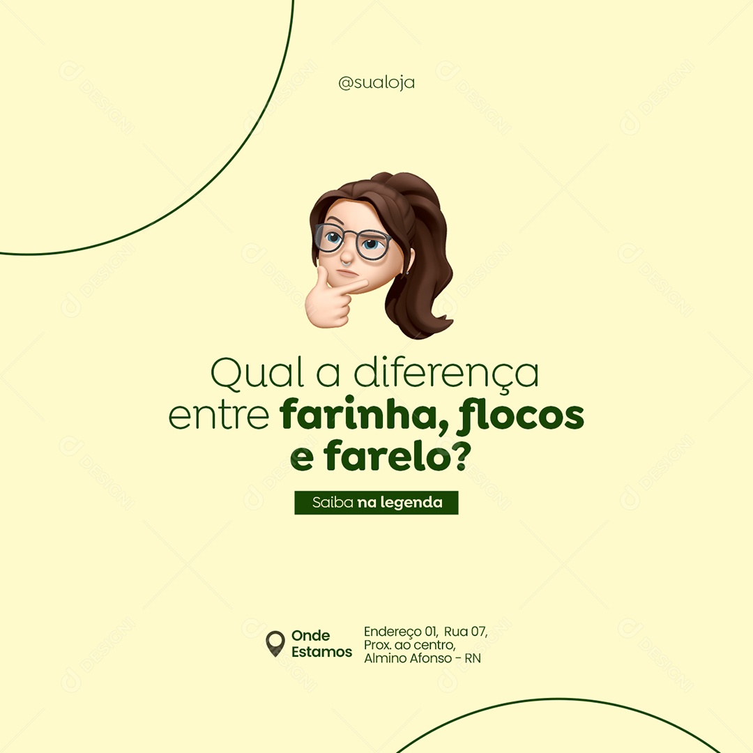 Qual a Diferença Entre Farinha Flocos e Farelo Loja de Ervas Naturais Social Media PSD Editável