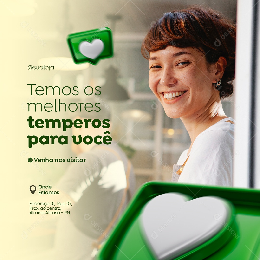 Temos os Melhores Temperos Para Você Loja de Ervas Naturais Social Media PSD Editável