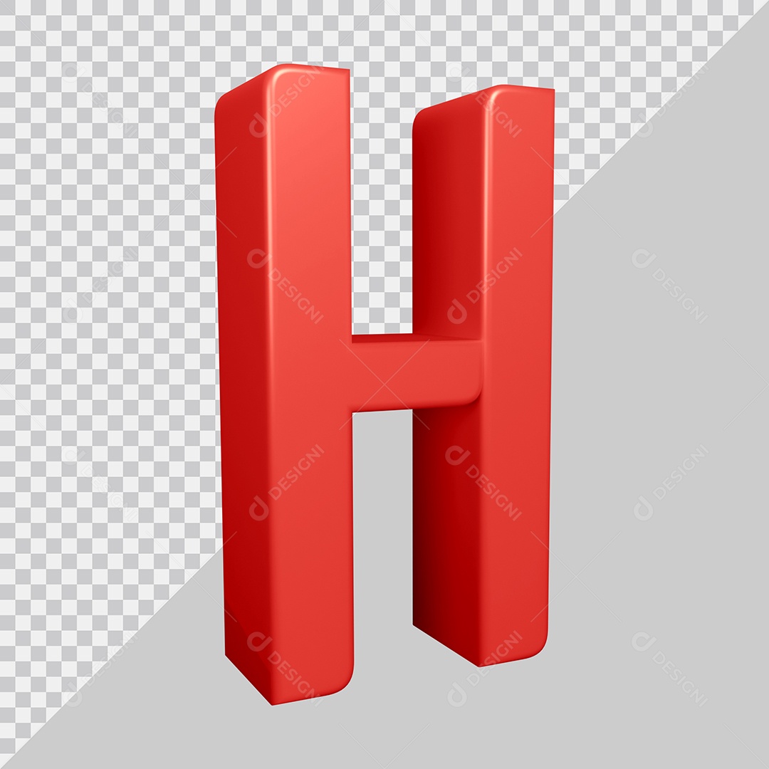 Elemento 3D Para Composição Letra H Vermelha PSD