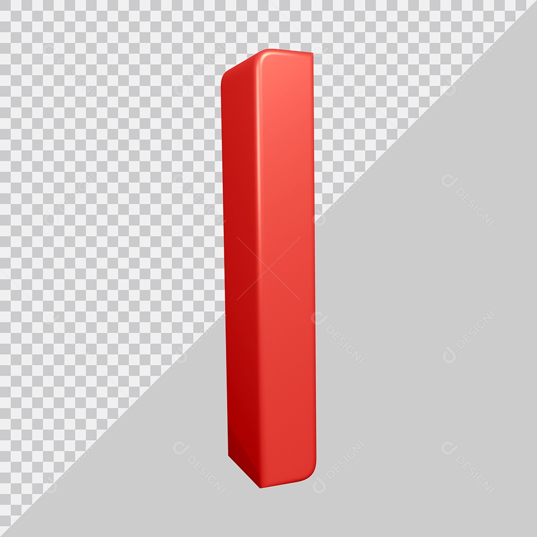 Elemento 3D Para Composição Letra I Vermelha PSD