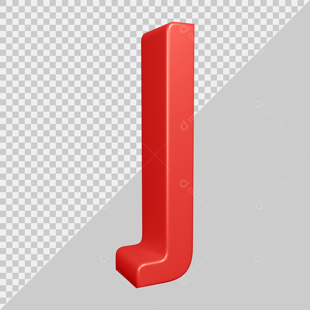 Elemento 3D Para Composição Letra J Vermelha PSD