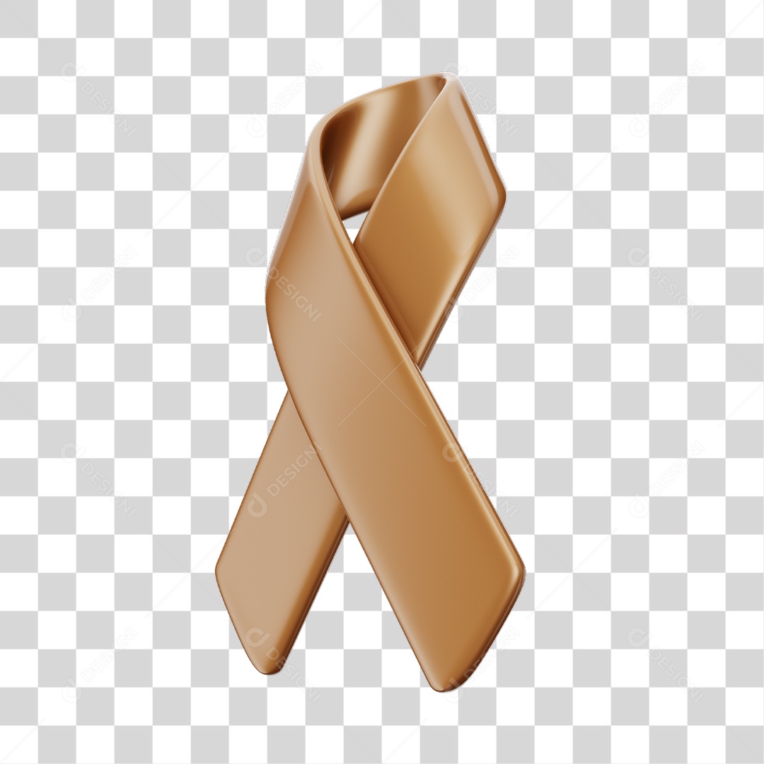 Fita Laço Marrom Elemento 3D PNG