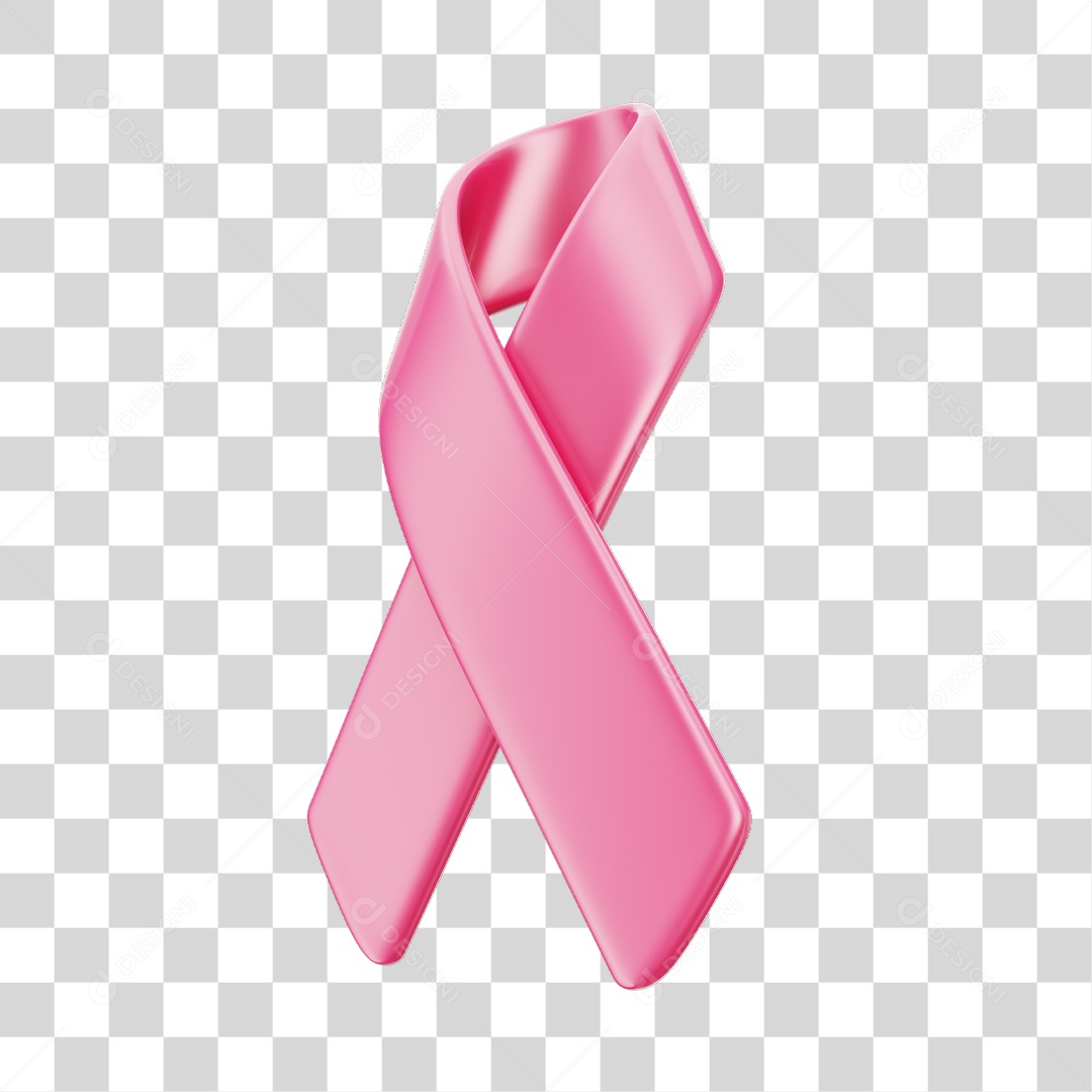 Fita Laço Rosa Conceito de Outubro Rosa Elemento 3D PNG