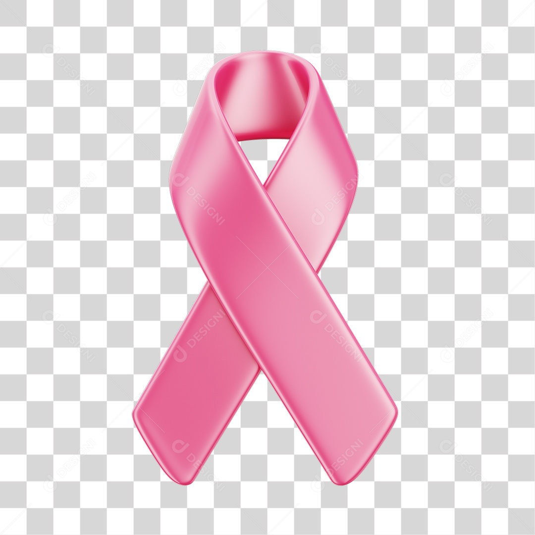 Fita Laço Rosa Conceito de Outubro Rosa Elemento 3D PNG  (6)