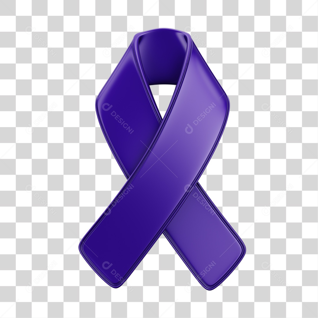 Fita Laço Roxo Conceito de Fevereiro Roxo Elemento 3D PNG