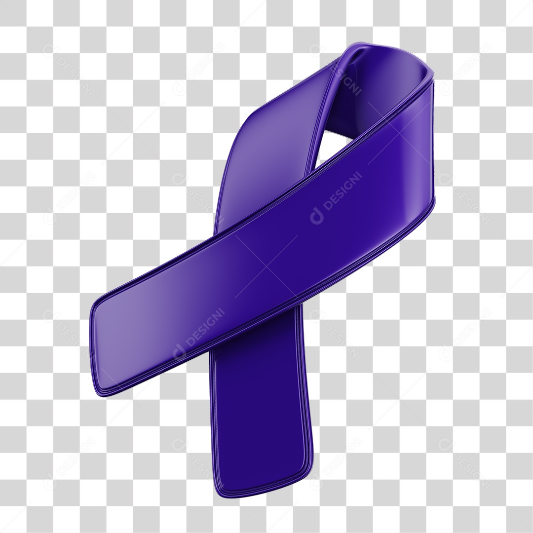 Fita Laço Roxo Conceito de Fevereiro Roxo Elemento 3D PNG