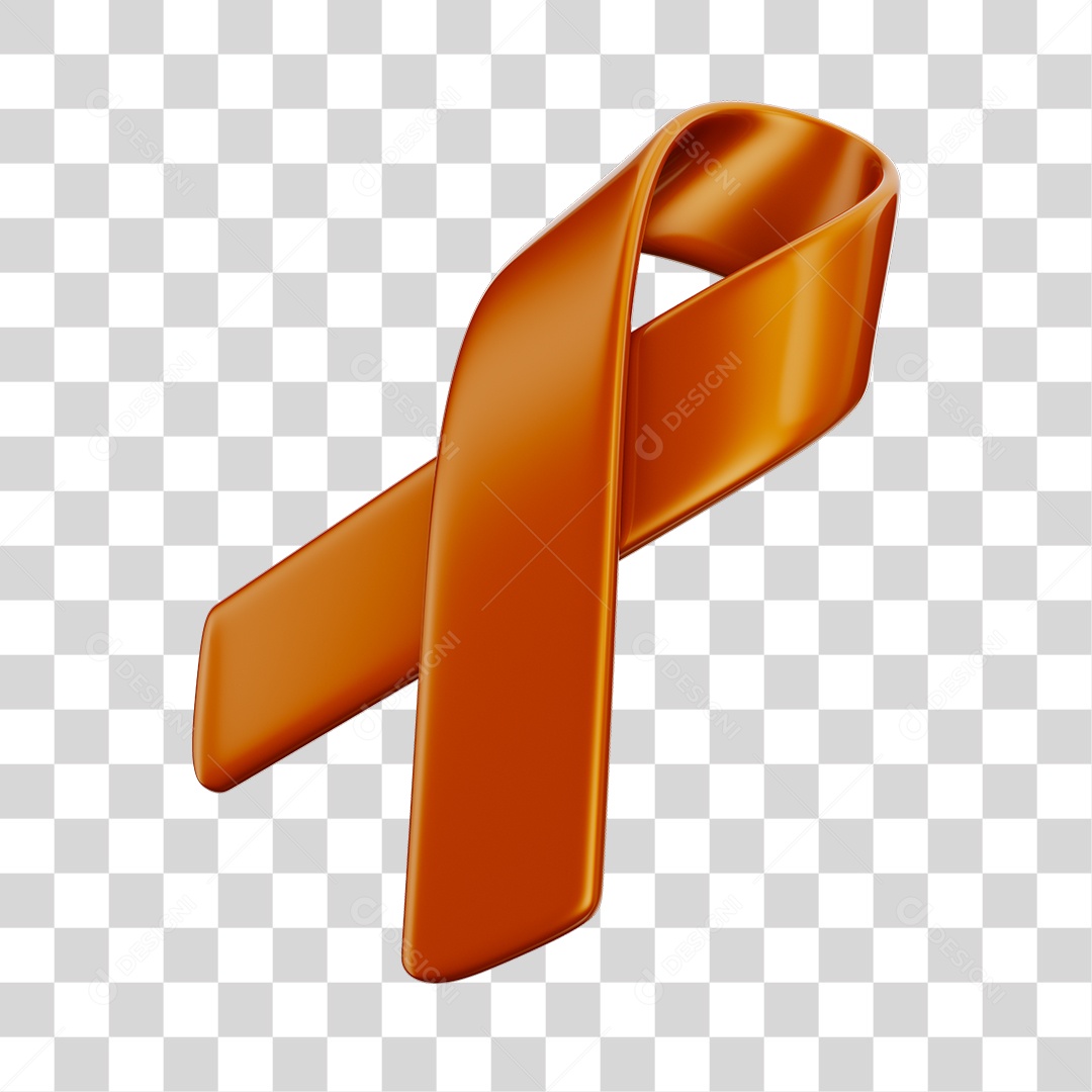 Fita Laço Laranja Conceito de Dezembro Laranja Elemento 3D PNG