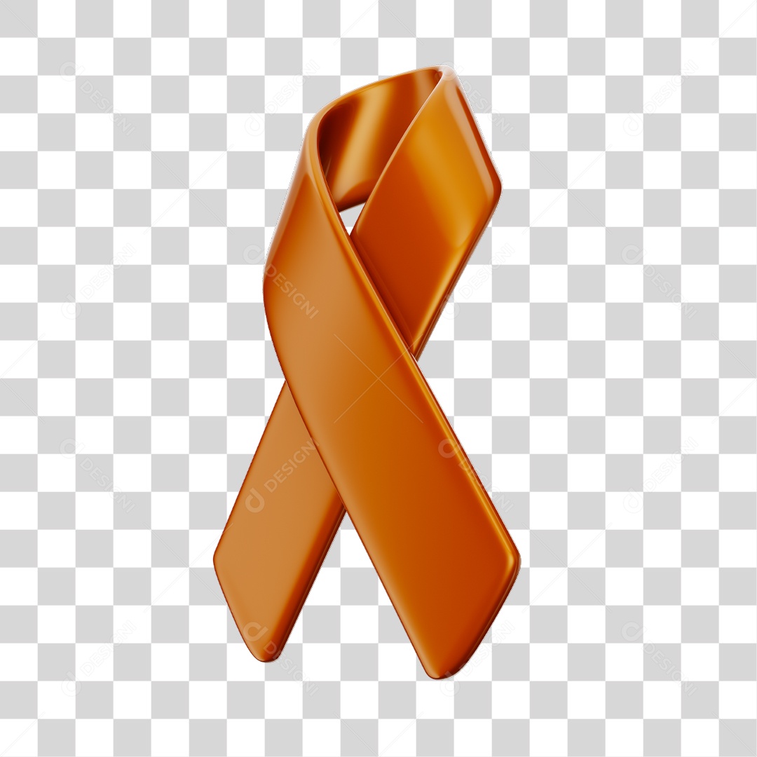 Fita Laço Laranja Conceito de Dezembro Laranja Elemento 3D PNG
