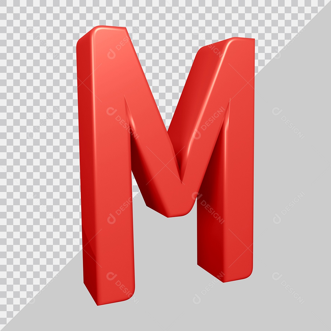 Elemento 3D Para Composição Letra M Vermelha PSD