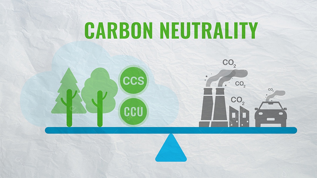 Conceito de neutralidade de carbono. Redução de dióxido de carbono. emissão de gás CO2