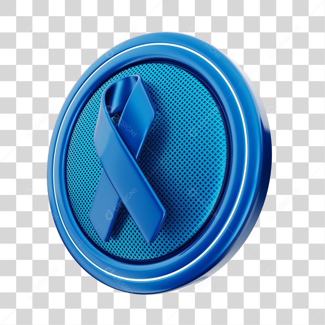 Circulo e Fita Azul Conceito de Novembro Azul Elemento 3D PNG