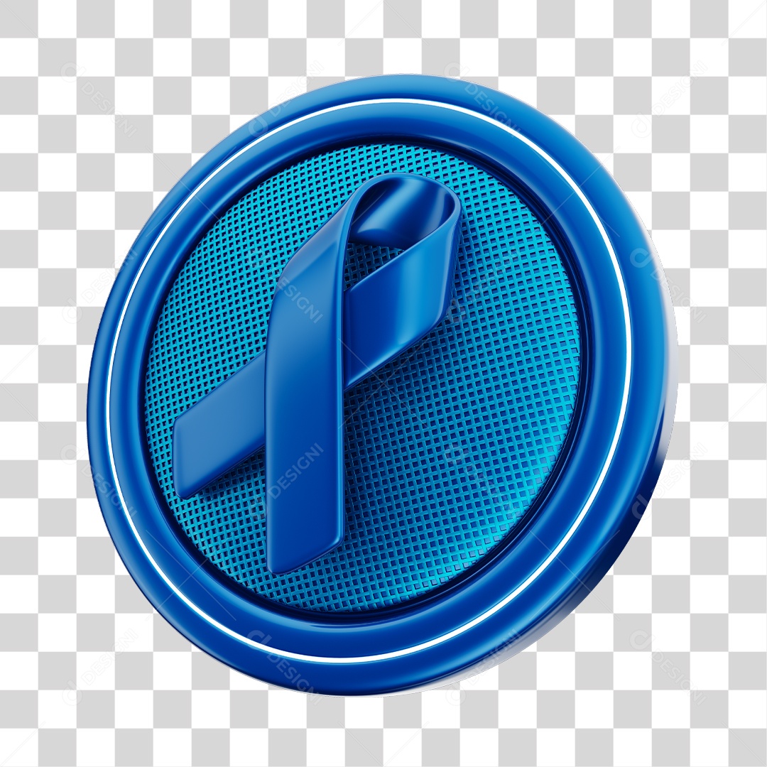 Circulo e Fita Azul Conceito de Novembro Azul Elemento 3D PNG