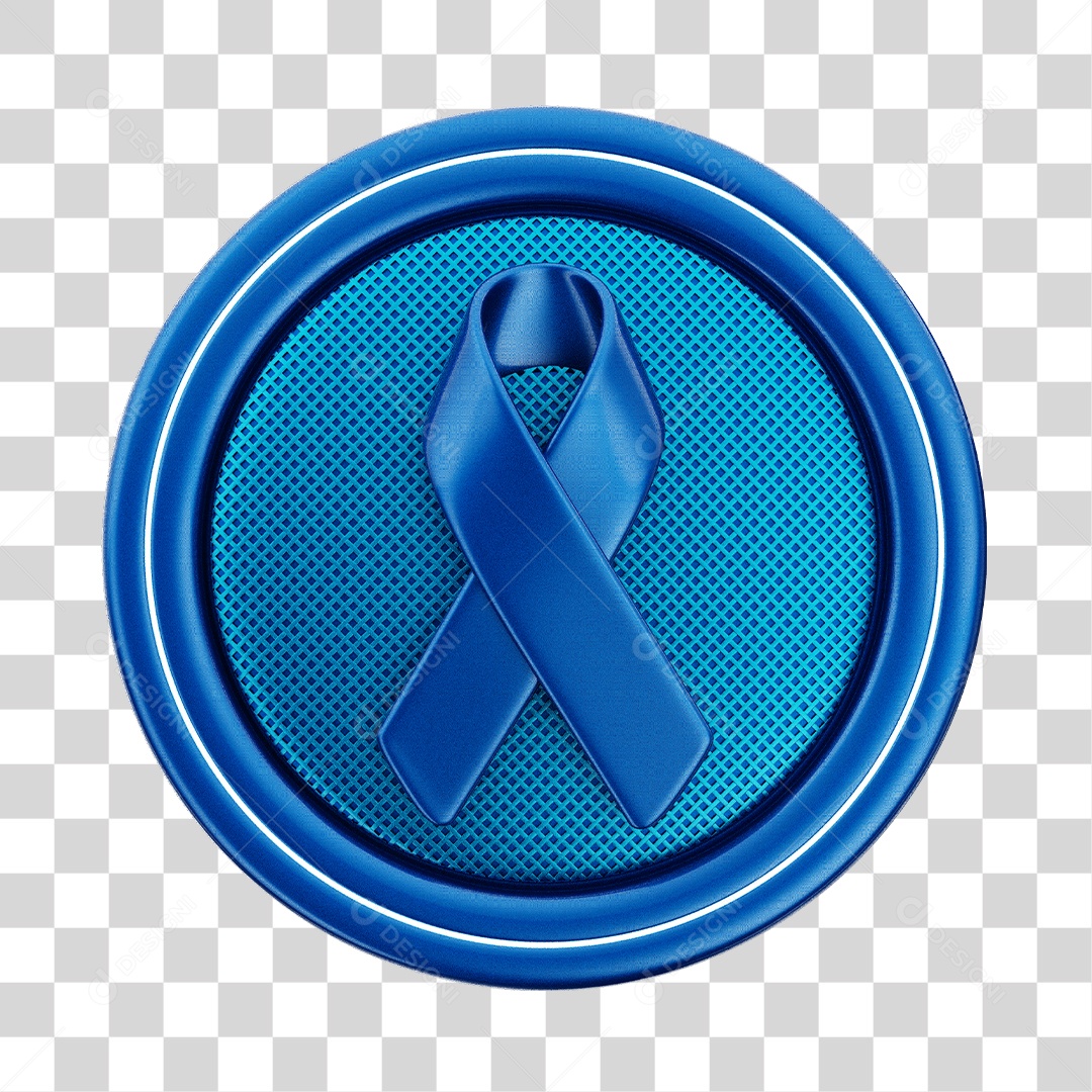 Circulo e Fita Azul Conceito de Novembro Azul Elemento 3D PNG