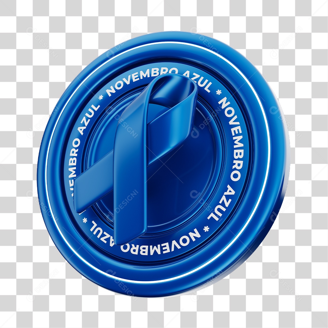 Circulo e Fita Azul Conceito de Novembro Azul Elemento 3D PNG