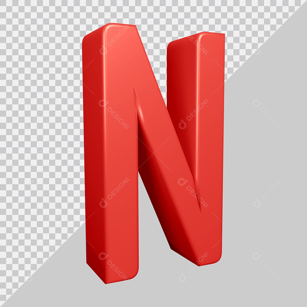 Elemento 3D Para Composição Letra N Vermelha PSD