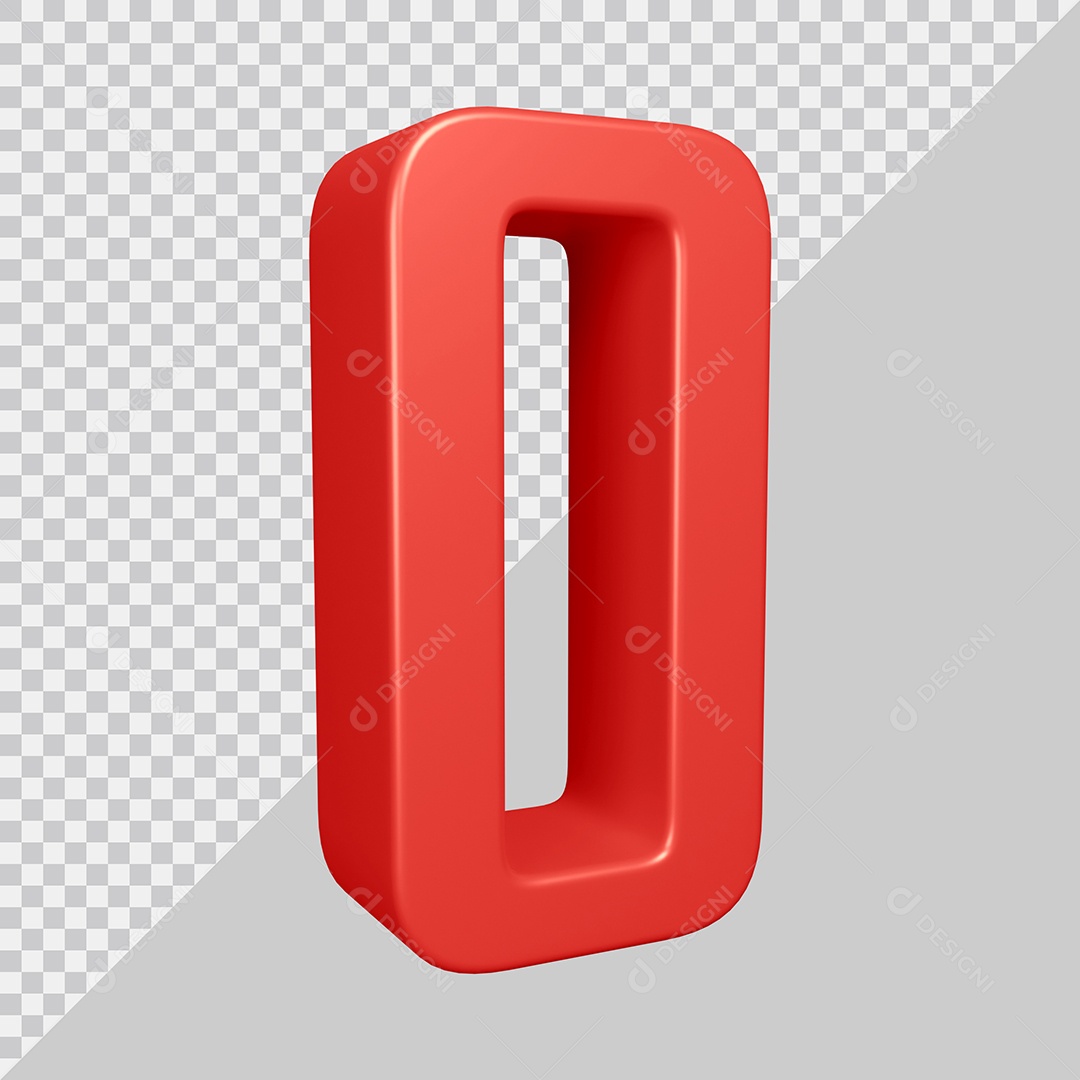 Elemento 3D Para Composição Letra O Vermelha PSD